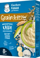 Дитяча каша Gerber Суха молочна швидкорозчинна Мультизлакова з йогуртом, бананом і грушею для дітей з 8 місяців 240 г (7613039834244)
