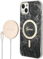 Панель + Зарядний пристрій Guess Marble MagSafe для Apple iPhone 14 Black (3666339103118)