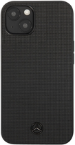 Etui Mercedes Leather Meshed Metal Logo do Apple iPhone 13 Black (3666339020903) - obraz 1