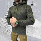Мужская флисовая кофта с капюшоном / Флиска с карманами олива размер XL - изображение 3