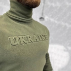 Чоловічий Флісовий Гольф з принтом "Ukraine" / Щільна Водолазка олива розмір M - зображення 5