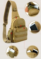 Тактическая армейская мужская сумка-слинг Edibazzar ST127S койот - изображение 7