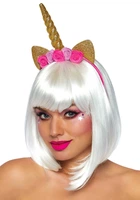 Золотой рог единорога Leg Avenue Golden unicorn flower headband, украшенный цветами