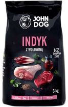 Sucha karma dla psów malych ras John Dog Premium Indyk z wolowina 3 kg (5903246842098) - obraz 1