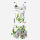 Piżama (podkoszulka + szorty) damska DKaren Dk-Kk XL Biała z zielonym i różowym (5903251425422) - obraz 1