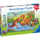 Набір пазлів Ravensburger Гра в динозаврів 26 x 18 см 2 х 24 елементи (4005556050307) - зображення 1