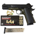 Стартовый сигнальный пистолет Kuzey 911 Green Grips с дополнительным магазином и пачкой патронов Ozkursan (50 шт)
