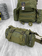 Тактический модульный рюкзак с подсумками , 55 литров, Олива - изображение 3