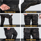 Чоловічі тактичні штани multicam з наколінниками G3 Combat IDOGEAR, штани камуфляж Rip Stop чорний мультикам, 6933451-M - зображення 6