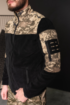 Кофта флісова чоловіча військова тактична з липучками під шеврони ЗСУ Піксель 8030 46 розмір чорна - зображення 3