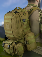 Військовий тактичний рюкзак + 3 підсумки (водонепроникний) кріплення моллі (mollie) олива (хакі) - зображення 3