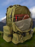 Військовий тактичний рюкзак + 3 підсумки (водонепроникний) кріплення моллі (mollie) олива (хакі) - зображення 6