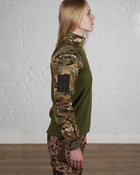 Женский военный тактический убакс флисовый с рукавами рип-стоп и подкладкой из флиса р. M Мультикам-олива - изображение 3
