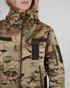 Женская военная тактическая куртка SoftShell трехслойная осень/зима р. S Мультикам - изображение 4