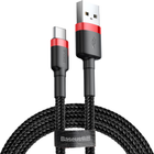 Kabel Baseus Cafule Cable USB for Type-C 3A 0.5 m Czarny/Czerwony (CATKLF-A91) - obraz 1