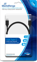 Kabel MediaRange USB 3.0 Type-C 1.2 m Czarny (MRCS161) - obraz 1