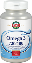 Дієтична добавка KAL Omega 3 720-480 60 перлин (0021245713067) - зображення 1