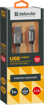 Kabel Defender ACH01-03T Pro USB 2.0 AM-LightningM 1 m Biały (4714033878098) - obraz 1