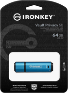 Флеш пам'ять USB Kingston IronKey Vault Privacy 50 64GB USB 3.2 Type-A Blue (IKVP50/64GB) - зображення 3