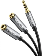 Кабель аудіо AUX Ugreen 3.5 mm стерео спліттер 20CM Black (AV123)