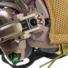 Комплект наушники Earmor M32H с креплением "чебурашка" и каска - шлем тактический Fast з Wendy темный койот, защитный, пуленепробиваемый, кевларовый, защита по NATO - NIJ IIIa (ДСТУ кл.1), размер M-L (FWKKMulEm32hCh1) - изображение 5