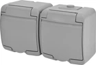 Розетка 2-я ETI с заземляющим контактом Schuko RHE-2s-SR IP54 Серая/серая крышка (4668072)