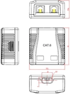 Gniazdko na 2 porty z ekranem Cablexpert RJ-45, 6 cat, zewnętrzne (NCAC-2F6-01) - obraz 4