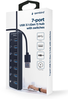 USB Hub Gembird 7 Ports USB 3.0 Black (UHB-U3P7P-01) - obraz 5