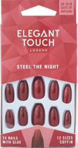 Штучні нігті Elegant Touch Trend Steel The Night Red Squaletto 24 шт (5011522123189) - зображення 1
