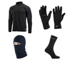 M-tac комплект зимова балаклава, рукавички, шкарпетки, кофта тактична чорна 2XL - зображення 1