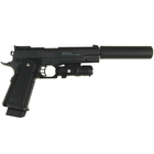 G6A Страйкбольний пістолет Galaxy Colt M1911 Hi-Capa з глушником та прицілом метал чорний - изображение 6