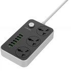Мережевий фільтр LDNIO SC3604 3x220V+6хUSB(3.4А) 2М електричний подовжувач зарядка для пристроїв Чорний-Білий