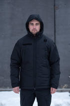 Чоловіча зимова куртка Thermo-Loft поліція із липучками під шеврони чорна 2XL - зображення 1