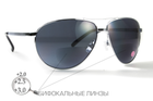 Окуляри біфокальні (захисні) Global Vision Aviator Bifocal (+2.5) (gray), чорні біфокальні лінзи в металевій оправі