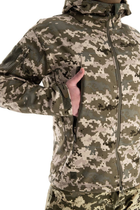 Військова водонепроникна дихаюча тепла тактична фліска-куртка Softshell L(48-50) Піксель - зображення 8