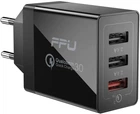 Зарядний пристрій ESSAGER Fangbo QC3.0 USB-A (QC+Dual 2.4A) EU Black (ECTQC3-FBB01)