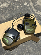 Водонепроникні тактично-військові навушники з активним шумопоглинанням навушники-шумодави для стрільби Impact Sport Олива - зображення 4