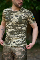 Тактична футболка піксель з липучками на грудях та кишеню на плечі M - зображення 1
