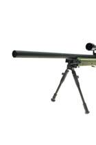 Гвинтівка снайперська Warrior I (з оптикою та сошками) — olive [WELL] (для страйкбола) - зображення 10