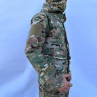 Тактическая военная куртка теплая Multicam софтшел, армейская, мембранная, водоотталкивающая, ветронепроницаемая с флисовой подкладкой, пальто с капюшоном, бомбер, бушлат, мультикам р.5XL - изображение 3