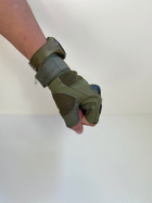 Тактические перчатки без пальцев олива размер М - изображение 2