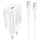 Мережевий зарядний пристрій HOCO N22 Jetta Type-C cable 25W White