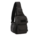 Черная тактическая сумка-рюкзак барсетка, бананка однолямочник MFH T0449 + USB выход - зображення 8