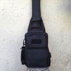 Черная тактическая сумка-рюкзак барсетка, бананка однолямочник MFH T0449 + USB выход - изображение 11