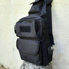 Черная тактическая сумка-рюкзак барсетка, бананка однолямочник MFH T0449 + USB выход - зображення 13