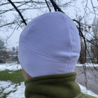 Флісова зимова тактична шапка M-KET Білий чоловіча та жіноча для щоденного носіння або як підшоломник розмір універсальний 55-57 - зображення 4