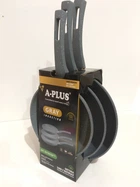 Набір сковорідок A-PLUS ART-1741 з гранітним покриттям 3 шт 20см/24см/28см Сірі