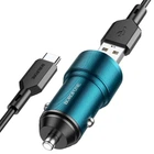 Зарядний автомобільний BOROFONE BZ19A Wisdom (1USB 3A QC3.0 18W) + Cable Type-C Синій