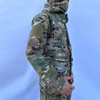 Тактическая военная куртка теплая Multicam софтшел, армейская, мембранная, водоотталкивающая, ветронепроницаемая с флисовой подкладкой, пальто с капюшоном, бомбер, бушлат, мультикам р.2XL - изображение 3