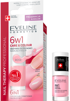 Засіб для догляду за нігтями Eveline Cosmetics 6 в 1 Care&Colour, що надає колір Rose 5 мл (5901761907469) - зображення 1